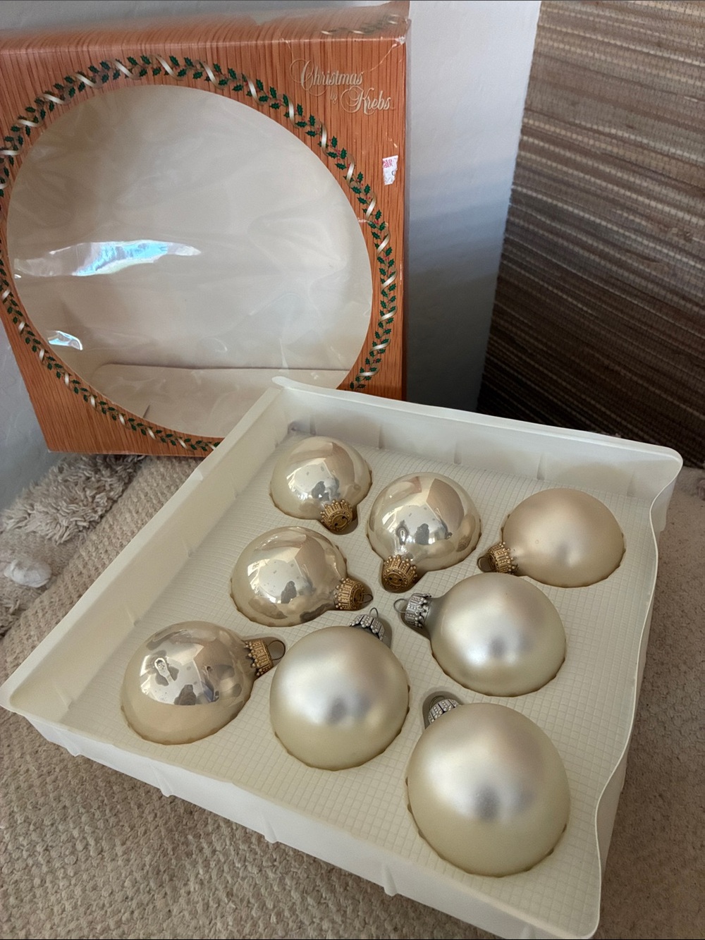 Krebs Vintage Christmas Ornaments box of 8